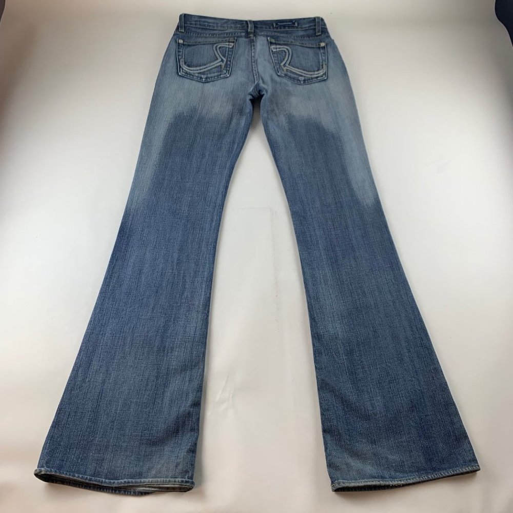 LONG Rock & Republic Jeans Rainbow Embroidered Pocket Roth Flare 29 - Picture 6 of 10